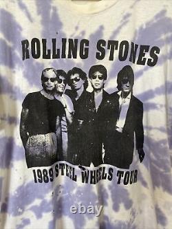 1989 Rolling Stones Rock Band Tie Dye Vintage T-Shirt Size XL