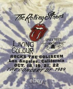 1989 Rolling Stones Rock Band Tie Dye Vintage T-Shirt Size XL