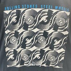 1989 Rolling Stones Steel Wheels Canadian Tour Vintage Navy Blue T-shirt Size L