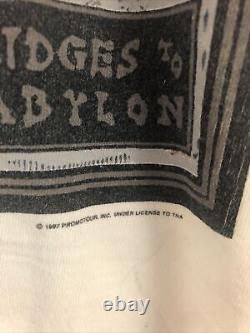 1997 Vintage Rolling Stones BridgesBabylon T Shirt Sz L Concert, (4 autographs)