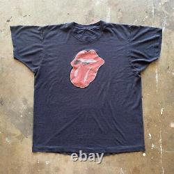 70s 80s VINTAGE THE ROLLING STONES TONGUE T-SHIRT SZ L PAPER THIN DISTRESSED