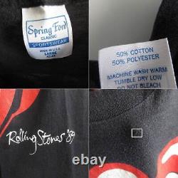 80s ROLLING STONES Band T-shirt Short Sleeve Black Tongue Rock Vintage D143