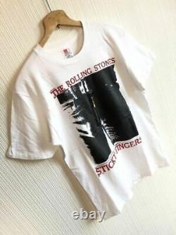 90S Vintage Rolling Stones Sticky Fingers Zipped Printed T-Shirt Old 25307