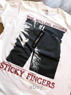 90S Vintage Rolling Stones Sticky Fingers Zipped Printed T-Shirt Old 25307