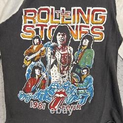 A1 Vintage 1981 The Rolling Stones Tour Band T Shirt Adult Small Black White