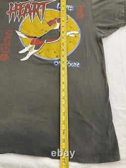 Heart Live On Tour Vintage 80s Single Rock Band XL Brown T-Shirt FITS Medium USA