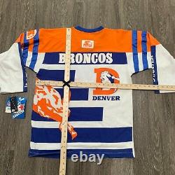 NEW VINTAGE Starter Shirt Mens XL Orange Blue Denver Broncos NFL All Over Print