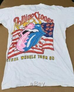 Original Vintage GUNS N ROSES & Rolling Stones LA Concert Tour 1989 T Shirt Rare