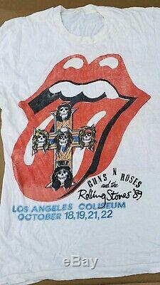 Original Vintage GUNS N ROSES & Rolling Stones LA Concert Tour 1989 T Shirt Rare