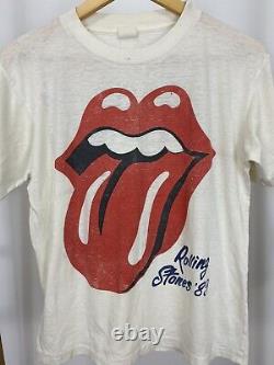 RARE VTG 1989 Rolling Stones Steel Wheels Burnout Paper Thin Tour T-Shirt Size L