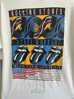 RARE Vintage 1989 Rolling Stones Steel Wheels Tour T-Shirt Size L