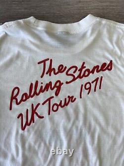RARE Vintage The Rolling Stones Shirt TAG Large 1971 UK Tour 3D Emblem Band Tee