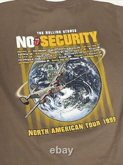 ROLLING STONES No Security N. American Tour 1999 Vintage T Shirt Size XL USA