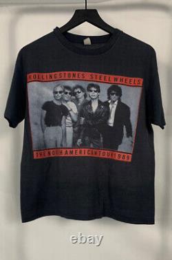 ROLLING STONES STEEL WHEELS vintage ROCK CONCERT t shirt TOUR 1989 BUDWEISER L