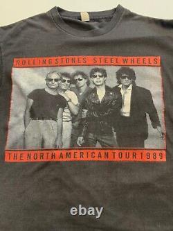 ROLLING STONES STEEL WHEELS vintage ROCK CONCERT t shirt TOUR 1989 BUDWEISER L