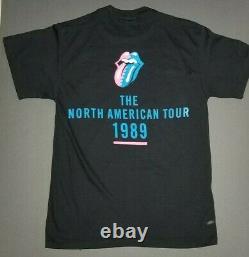 ROLLING STONES steel wheels dayglow tour shirt 1989 North America double sided