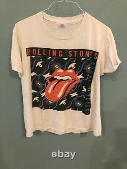 Rare Rolling Stones T Shirt Vintage 1989 Steel Wheels Concert Tour Size Large