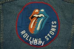 Rare VTG BROCKUM Rolling Stones 1989 Steel Wheels Tour Denim Jacket 80s 90s XL