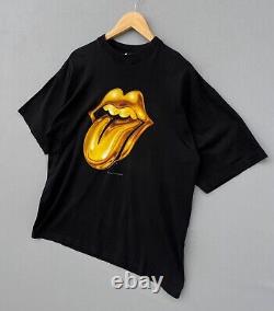 Rare Vintage ROLLING STONES 1997 Promotour Big Gold Logo Band T Shirt Size L