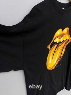 Rare Vintage ROLLING STONES 1997 Promotour Big Gold Logo Band T Shirt Size L