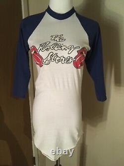 Rolling Stones 1978 Vintage White And Navy Raglan Shirt Size S Womens RARE REAL