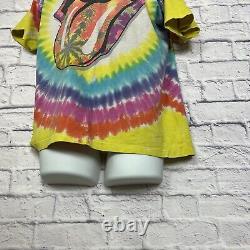 Rolling Stones Adult Shirt Yellow Large Short Sleeve Graphic Vintage Tie Dye A