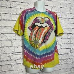 Rolling Stones Adult Shirt Yellow Large Short Sleeve Graphic Vintage Tie Dye A