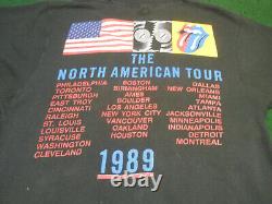 Rolling Stones LARGE 1989 North American Vintage Concert Tour Shirt STEEL WHEELS