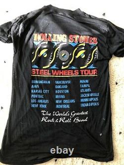 Rolling Stones Original T Shirt Vintage Rock Tee Steel Wheels Tour