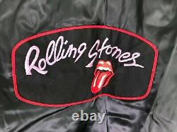 Rolling Stones Roadie Satin Tour Jacket Embroidered Zip Jacket Black Large Vtg