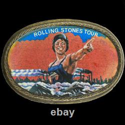 Rolling Stones Some Girls Tour Rare Kiss Tongue Jagger 70s Vintage Belt Buckle