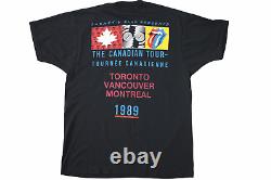 Rolling Stones The Canadian Tour 1989 Screen Stars Tag T-Shirt Black L VTG