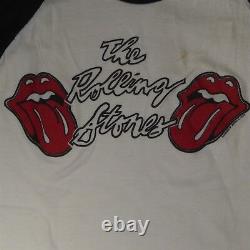 Rolling Stones Vintage 1978 Large Cream & Black Baseball T-Shirt RARE