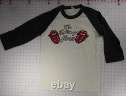 Rolling Stones Vintage 1978 Large Cream & Black Baseball T-Shirt RARE