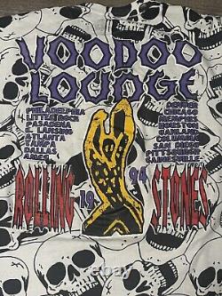 Rolling stones 94 voodo lounge aop skulls single stitch rare L/XL tongue white