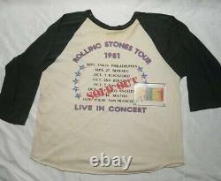 Rolling stones t shirt vintage 1981 with Original 10/14/81 Ticket 22 ttb 22ptp