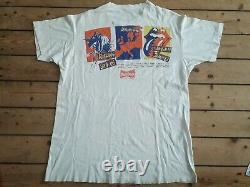 THE ROLLING STONES Vintage 1990 Urban Jungle EU Tour T Shirt +Ticket XL White LP