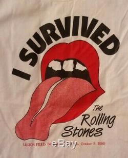 THE ROLLING STONES rare STEEL WHEELS t shirt vintage I SURVIVED LEGION FIELD 89
