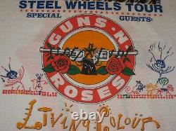 VINTAGE CONCERT TEE Rolling Stones Steel Wheels Tour 1989 Guns n Roses size XL