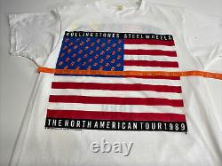 VINTAGE ROLLING STONES T-Shirt 1989 STEEL WHEELS NORTH AMERICAN TOUR RARE XL