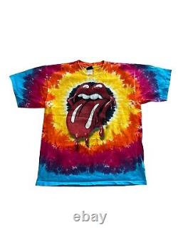 VINTAGE Rolling Stones Shirt Adult Extra Large Tie Dye Liquid Blue Concert Mens