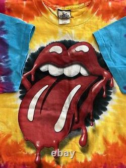 VINTAGE Rolling Stones Shirt Adult Extra Large Tie Dye Liquid Blue Concert Mens