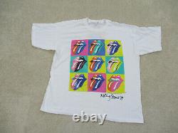 VINTAGE Rolling Stones Shirt Adult Extra Large White 1989 Concert Tour Band Mens