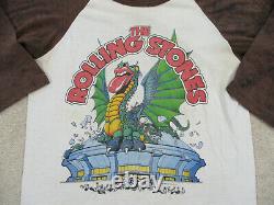 VINTAGE Rolling Stones Shirt Adult Large White 1981 Concert Tour Dragon Mens 80s