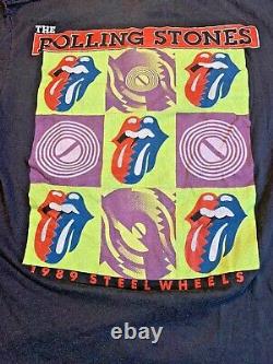 VINTAGE Rolling Stones Steel Wheels 1989 US Tour Black men's L T-Shirt