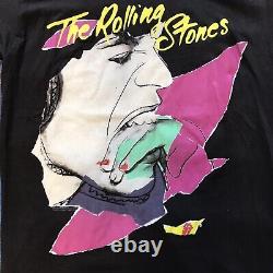 VINTAGE Rolling Stones T Shirt Large Black 1989 Concert Mens 80s Single Stitch