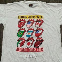 VINTAGE Rolling Stones Tee XL White Shirt Single Stitch 90s Brockum Voodoo