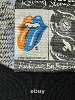 VINTAGE Rolling Stones Tshirt Black 89' Rockwave by Brockman Repeating Logo 1989