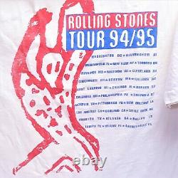 VINTAGE Rolling Stones Voodoo Lounge Tour Tee T-Shirt 94-95 White L Concert 90s