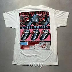 VIntage 1989 Rolling Stones Steel Wheels Tour Concert Tee Shirt 2 Sided